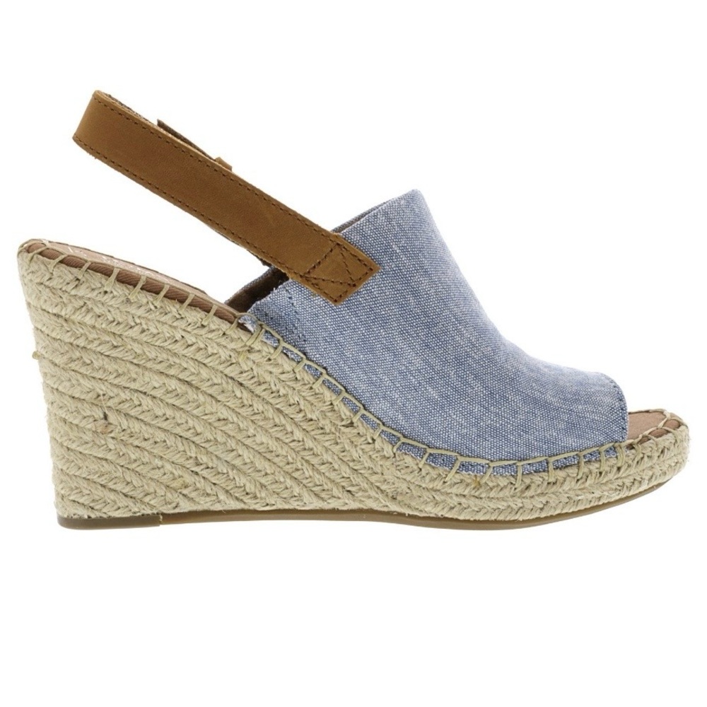 Blue and Tan Wedge Sandals (NEW WITH TAGS) - Picture 2 of 2